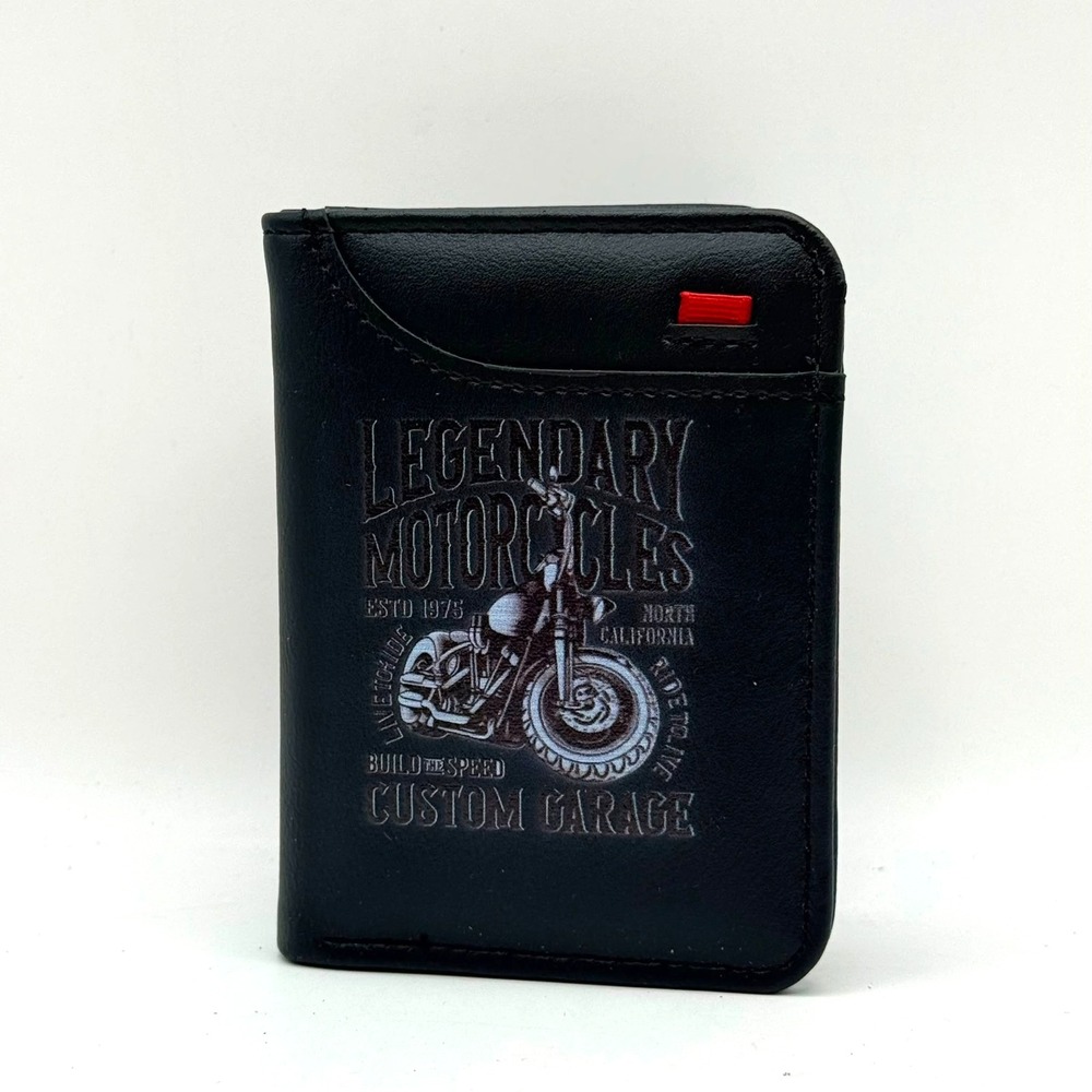 Legendary Motorcycles Bifold Wallet Black Motorcycle Custom Garage Card Holder